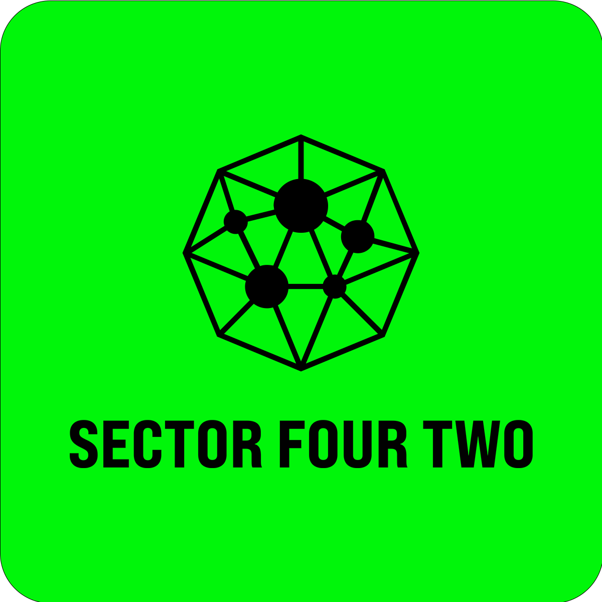 Sector Four Two Logo, Black on Green
